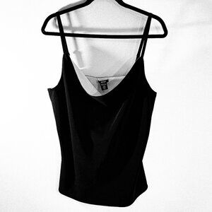 DKNY Black & White Draped Contrast Camisole Adjustable Straps Women's Size XL
